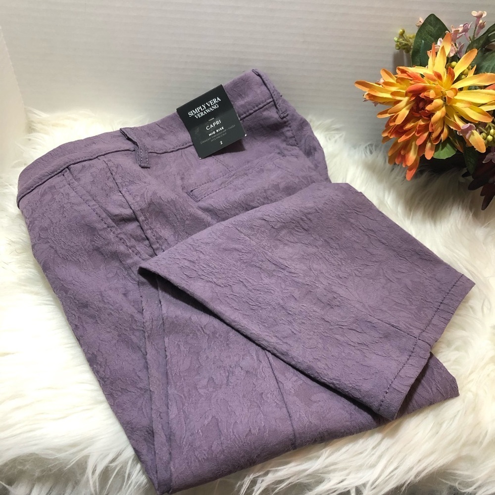 Simply Vera Wang Capi Mid Rise Purple Jeans NWT